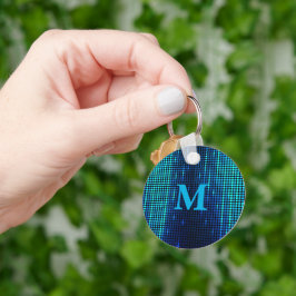 Elegant Blue Glitzer Monogram Schlüsselanhänger