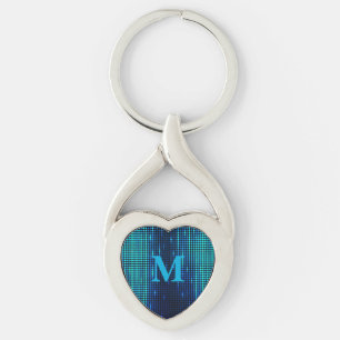 Elegant Blue Glitzer Monogram Schlüsselanhänger