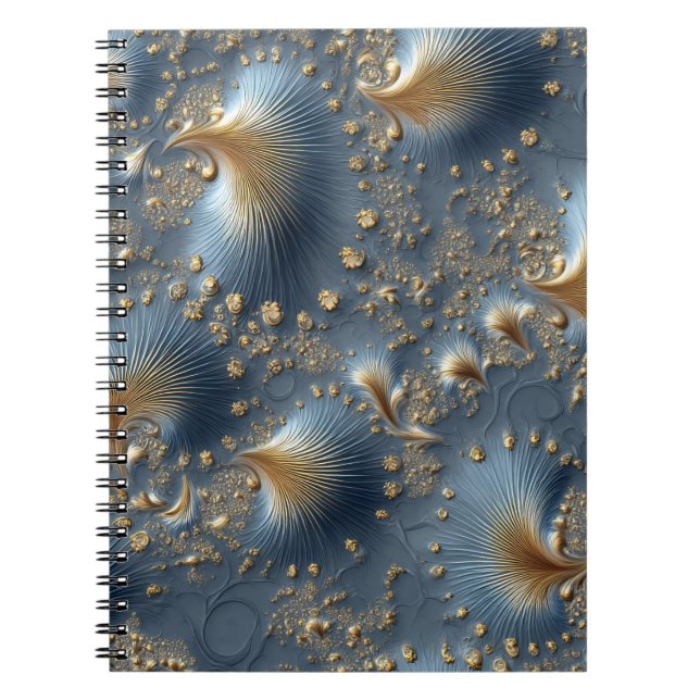 Elegant Blue & Gold Abstract Notebook Notizblock (Vorderseite)