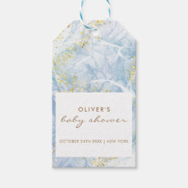 Elegant Blue Gold Agate Boy Baby Shower Geschenkanhänger