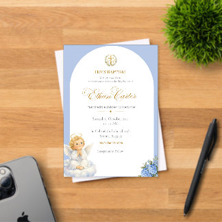 Elegant Blue & Gold Baptism invitation Acryleinladungen