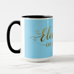 Elegant Blue & Gold Calligraphy Tasse - Stilvolle 