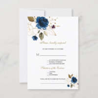 Elegant Blue Gold Floral Song Anfrage Hochzeit