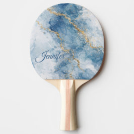 Elegant Blue Gold Glitter Abstract Flow Tischtennis Schläger