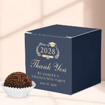 Elegant Blue Gold Graduation Party Danke