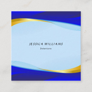 Elegant Blue Gold Luxury Designer Logo Square Busi Quadratische Visitenkarte