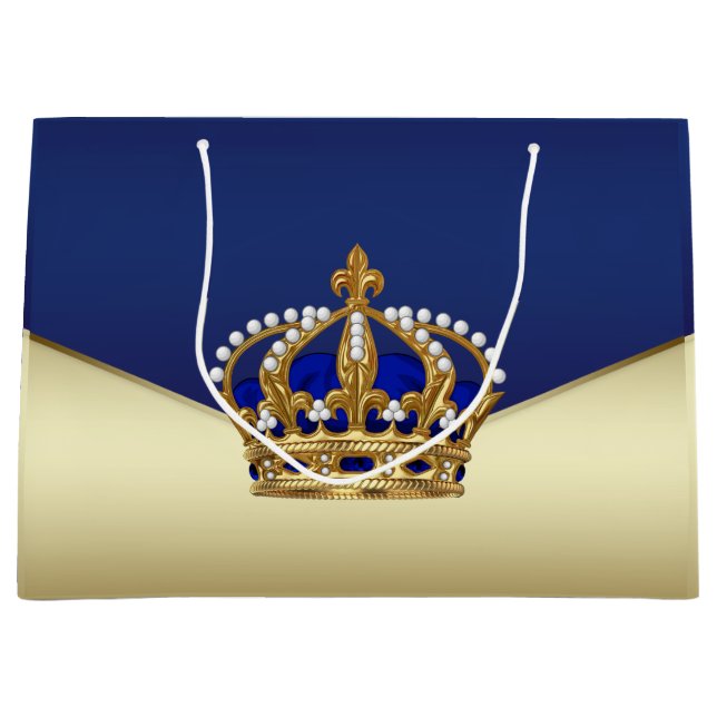 Elegant Blue Gold Prince Große Geschenktüte (Vorderseite)