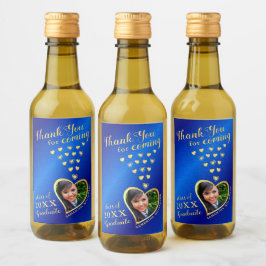 Elegant Blue Gold Vielen Dank 2025 Abschluss Favor Weinetikett