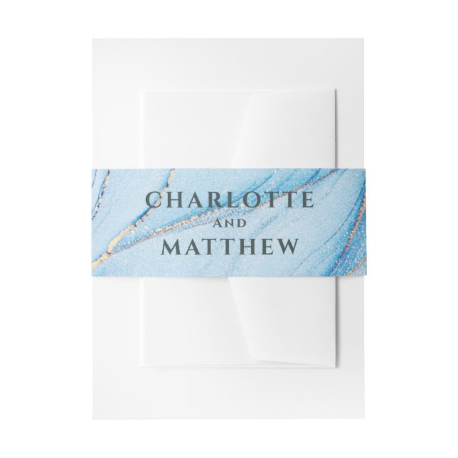 Elegant Blue & Gold Wedding Invitation  Einladungsbanderole (Vorderseite Beispiel)