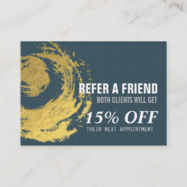 Elegant Blue Gold ZEN Symbol Referrkarte Empfehlungskarte