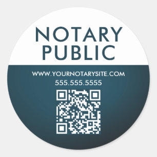 Elegant Blue Gradient QR Code Notary Business Runder Aufkleber