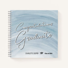 Elegant Blue Graduation Guest Book Notizbuch