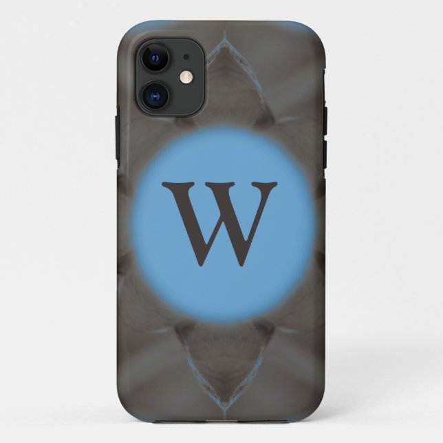 Elegant Blue Gray Monogramm Case-Mate iPhone Hülle (Rückseite)