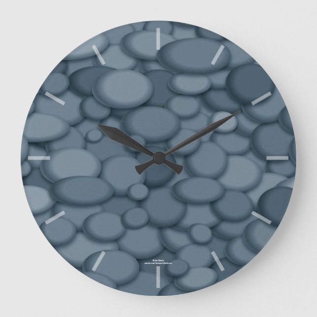Elegant Blue Gray River Rock Clock Große Wanduhr (Vorderseite)