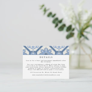 Elegant Blue Greece Tile Wedding Begleitkarte