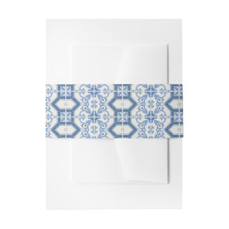 Elegant Blue Greece Tile Wedding Einladungsbanderole
