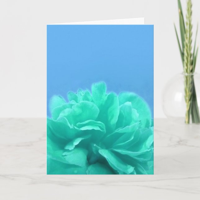 Elegant Blue Green Floral Karte (Vorderseite)