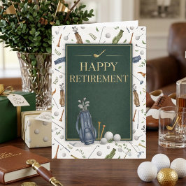 Elegant Blue Green Golf Theme Happy Retirement Karte