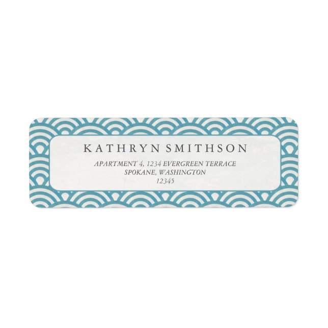 Elegant Blue Green japanische Seigaiha Waves (Vorne)