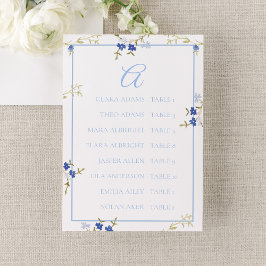 Elegant Blue & Grey Wedding Seating Chart Card Tischnummer