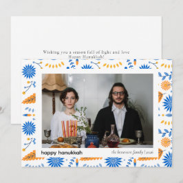 Elegant Blue Happy Hanukkah Family 1 Foto Feiertagskarte
