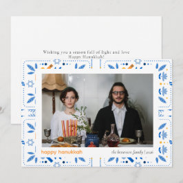 Elegant Blue Happy Hanukkah Family 1 Foto Feiertagskarte