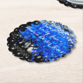 Elegant Blue Heart Leaf Tree Wedding Untersetzer