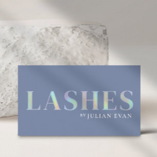 Elegant Blue Holographic Lash Techniker Visitenkarte