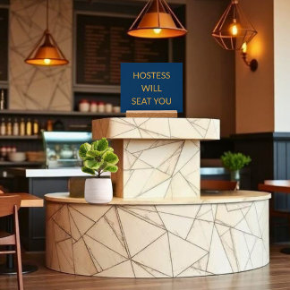 Elegant Blue Hostess Will Seat You  Acrylschild