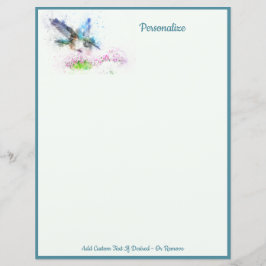 Elegant Blue Hummingbird personalize Paper