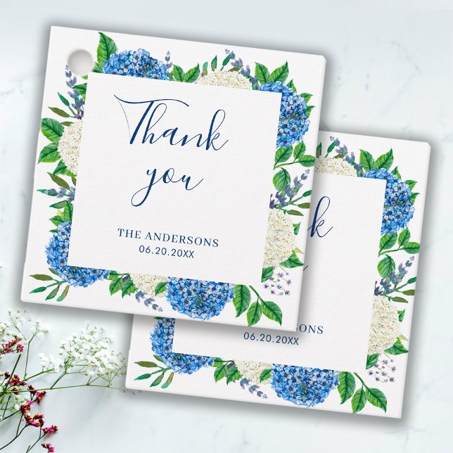 Elegant Blue Hydrangea Babydusche Vielen Dank Geschenkanhänger (Von Creator hochgeladen)