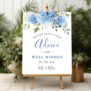 Elegant Blue Hydrangea Beratung & Wünsche Hochzeit Poster