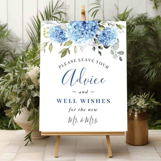 Elegant Blue Hydrangea Beratung & Wünsche Hochzeit Poster (Von Creator hochgeladen)