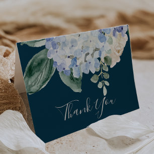 Elegant Blue Hydrangea Blank Navy Dankeschön Kar Dankeskarte