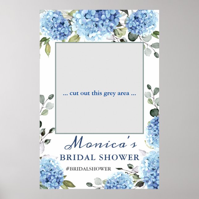 Elegant Blue Hydrangea Brautparty Foto Prop Poster (Vorne)