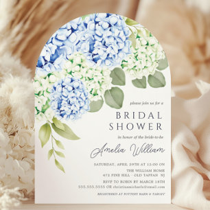 Elegant Blue Hydrangea Bridal Dusche Einladung