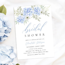 Elegant Blue Hydrangea Bridal Dusche Einladung
