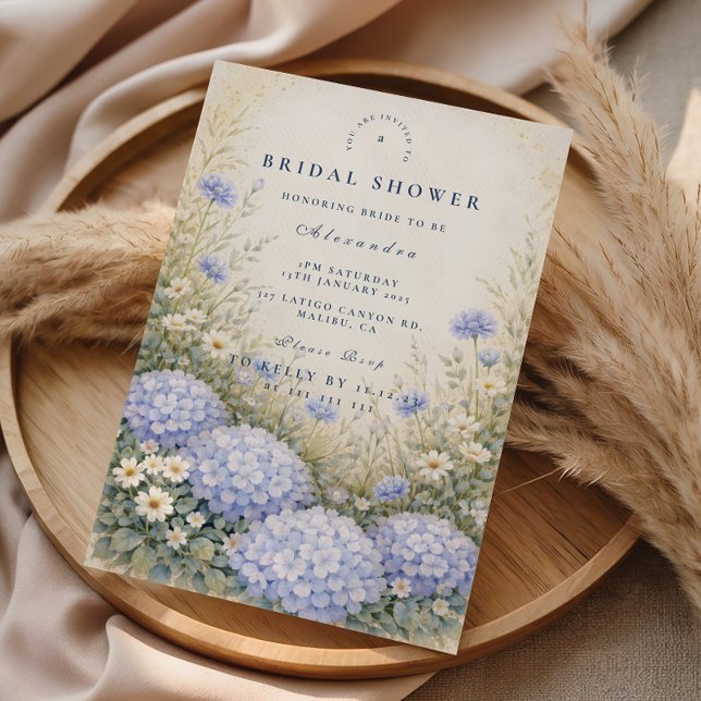 Elegant Blue Hydrangea Bridal Shower Einladung (Von Creator hochgeladen)