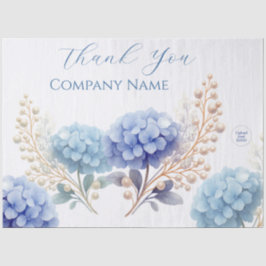 Elegant Blue Hydrangea Dankeschön-Logo Seidenpapier