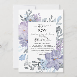 Elegant Blue Hydrangea Es ist eine Baby-Dusche Einladung