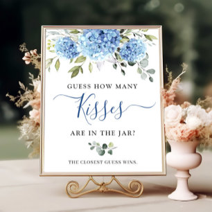 Elegant Blue Hydrangea Eucalyptus Brautparty Poster