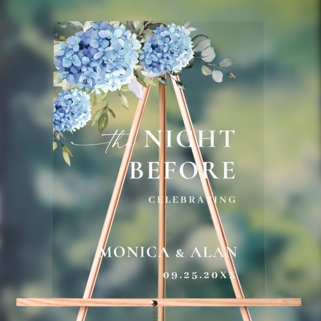 Elegant Blue Hydrangea Eucalyptus PROBE DINNER Acrylschild (Neutral)