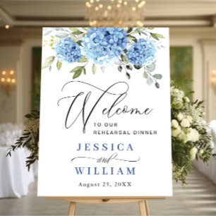 Elegant Blue Hydrangea Eucalyptus PROBE DINNER Poster