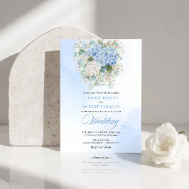 Elegant Blue Hydrangea Eucalyptus Wedding Invite Einladung