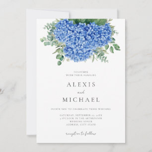 Elegant Blue Hydrangea Floral Einladung
