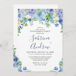 Elegant Blue Hydrangea Floral ENGAGEMENT PARTY Einladung