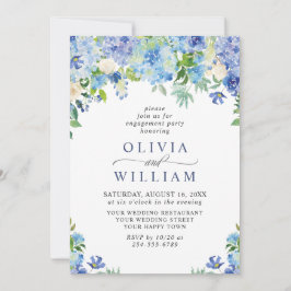 Elegant Blue Hydrangea Floral ENGAGEMENT PARTY Einladung
