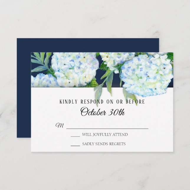 Elegant Blue Hydrangea Floral Navy UAWG Wedding Einladung (Vorne/Hinten)