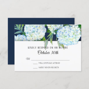 Elegant Blue Hydrangea Floral Navy UAWG Wedding Einladung