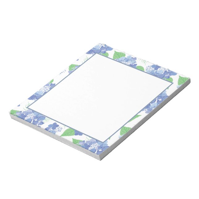 Elegant Blue Hydrangea Floral Notepad Notizblock (Rotiert)